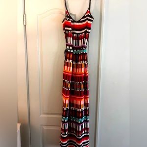 Nell spaghetti strap colorblock maxi. 100% silk